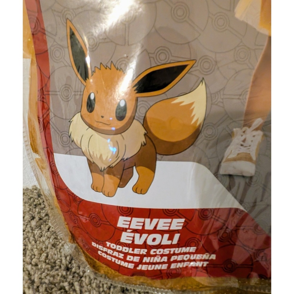 Pokemon Eevee Toddler Costume Dress Hood Hat Ears Dress Up Size S 2T‎ NEW - Picture 3 of 7